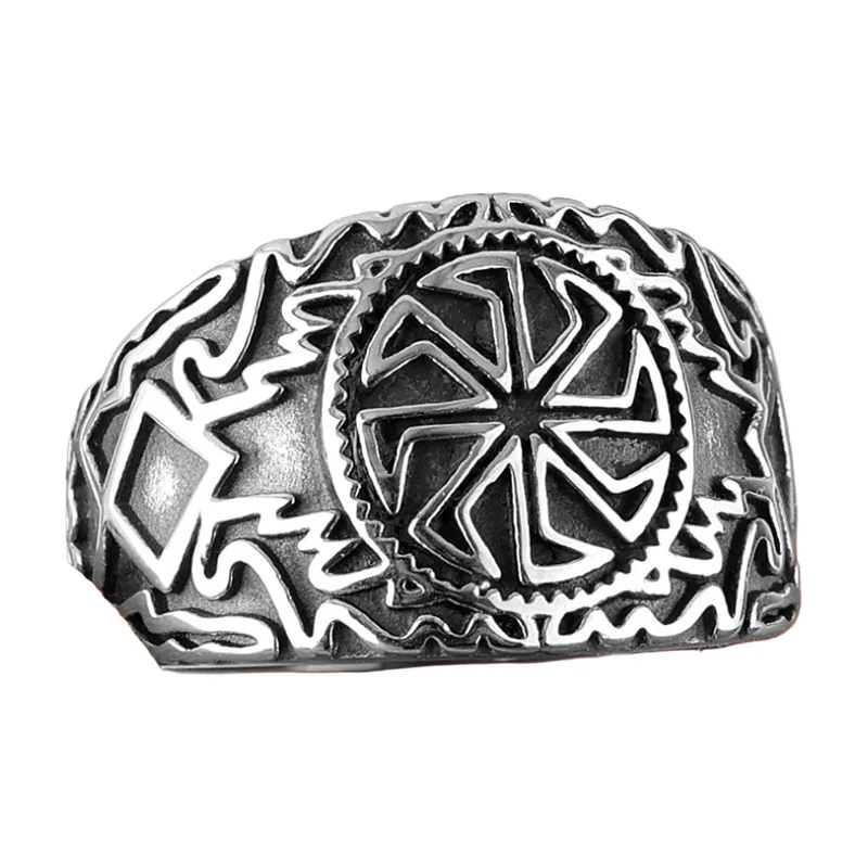 Wikinger Vegvisir Siegelring, Antik-Finish aus 316L Edelstahl