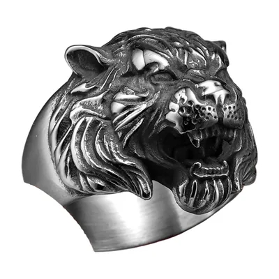 Tigerkopf Statement-Ring aus 316L Edelstahl