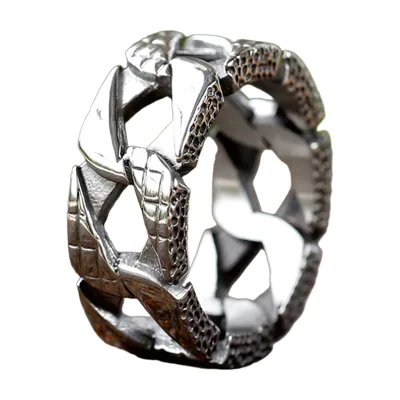 Anello Geometrico Traforato, Acciaio Inossidabile 316L