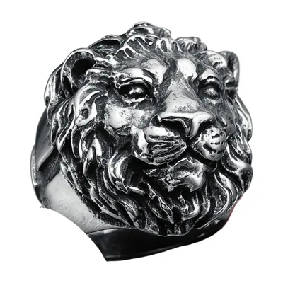 Löwenkopf Statement-Ring aus 316L Edelstahl