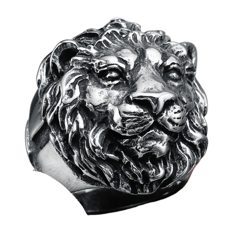 Löwenkopf Statement-Ring aus 316L Edelstahl