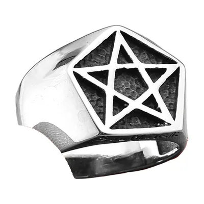 Pentagramm Siegelring für Herren, 316L Edelstahl