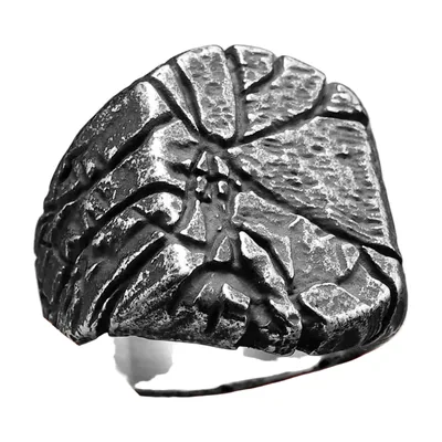 Anillo Sello de Textura Agrietada, Acero Inoxidable 316L Antiguo
