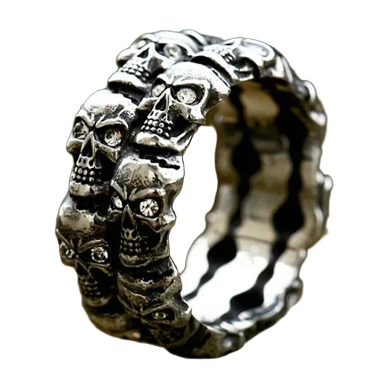 Anillo de Calavera con Zirconia, Acero Inoxidable