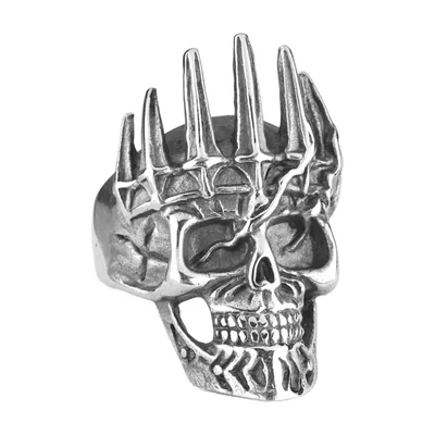 Anillo de Calavera Vikinga con Corona, Acero Inoxidable