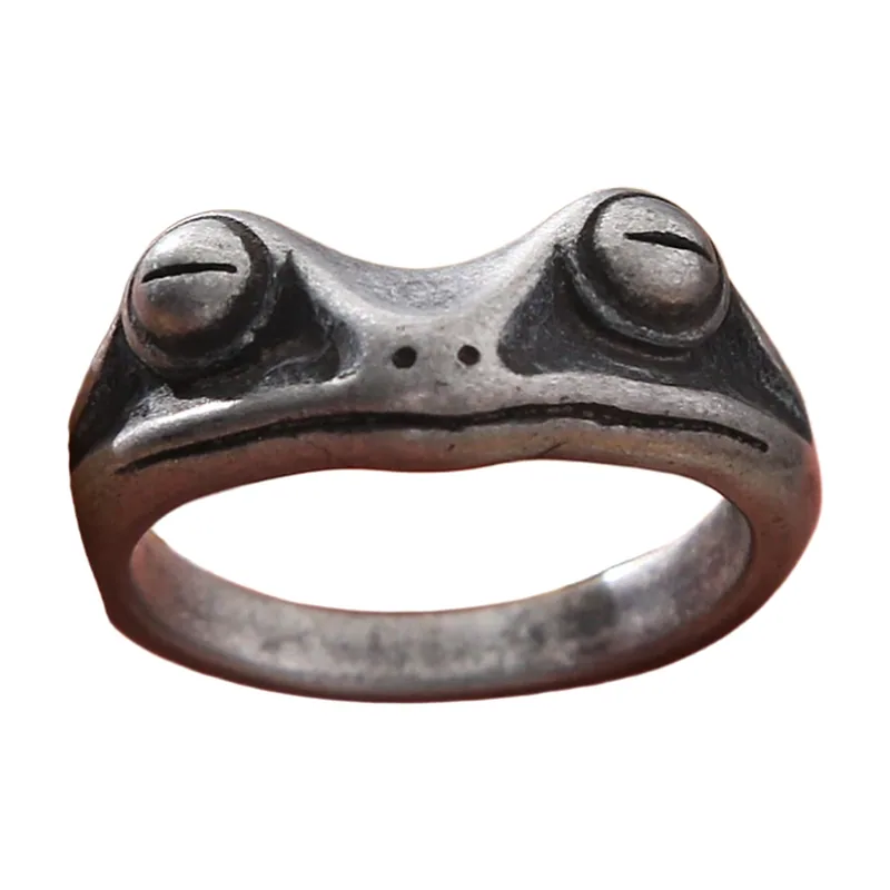 Bague Statement Motif Grenouille, Acier Inoxydable Antique