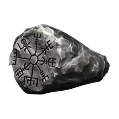 Anillo Vegvisir Brújula Vikinga con Runas, Acero Inoxidable