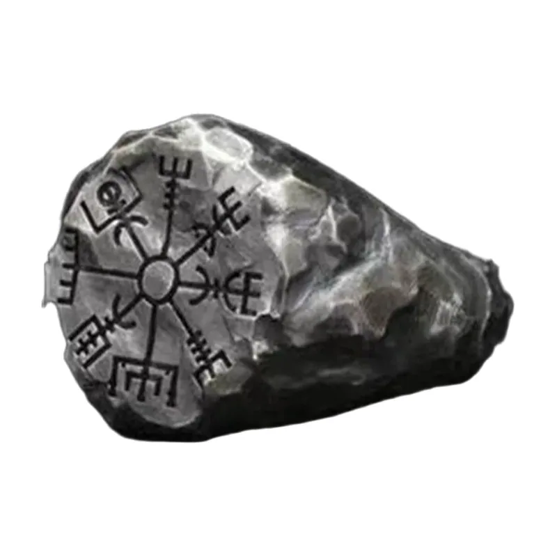 Vegvisir Wikinger Kompassring mit Runen, Edelstahl