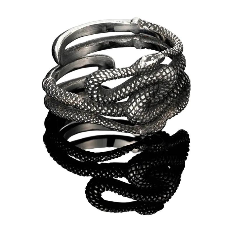 Anello Ouroboros Serpente in Stile Vichingo, Acciaio Inossidabile