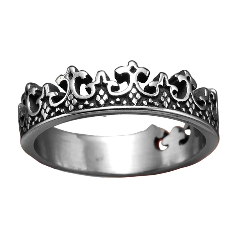 Bague à Motif Couronne, Acier Inoxydable 316L