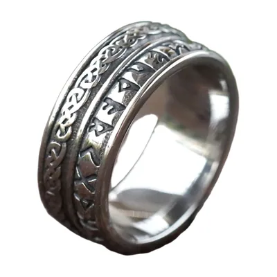 Odin Viking Rune Ring with Celtic Knot, Stainless Steel