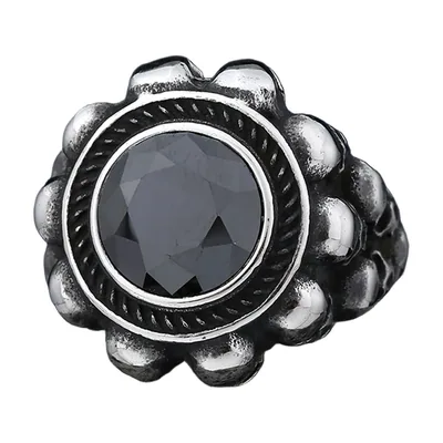 Anello Sugar Skull con Zirconia Nera, Acciaio Inossidabile