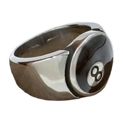 Anillo Sello 8 Ball de Acero Inoxidable 316L