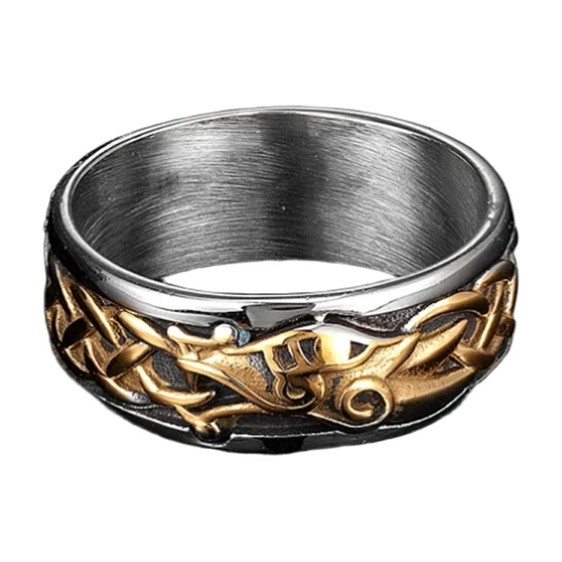 Ouroboros Jörmungandr Serpent Ring, Stainless Steel