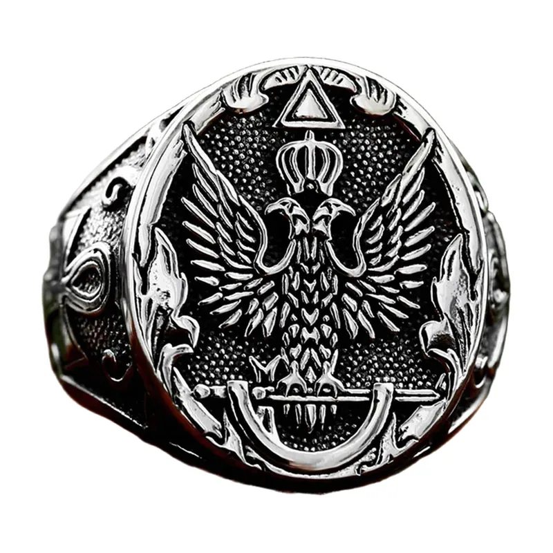 Double Headed Eagle Signet Ring, 316L Stainless Steel