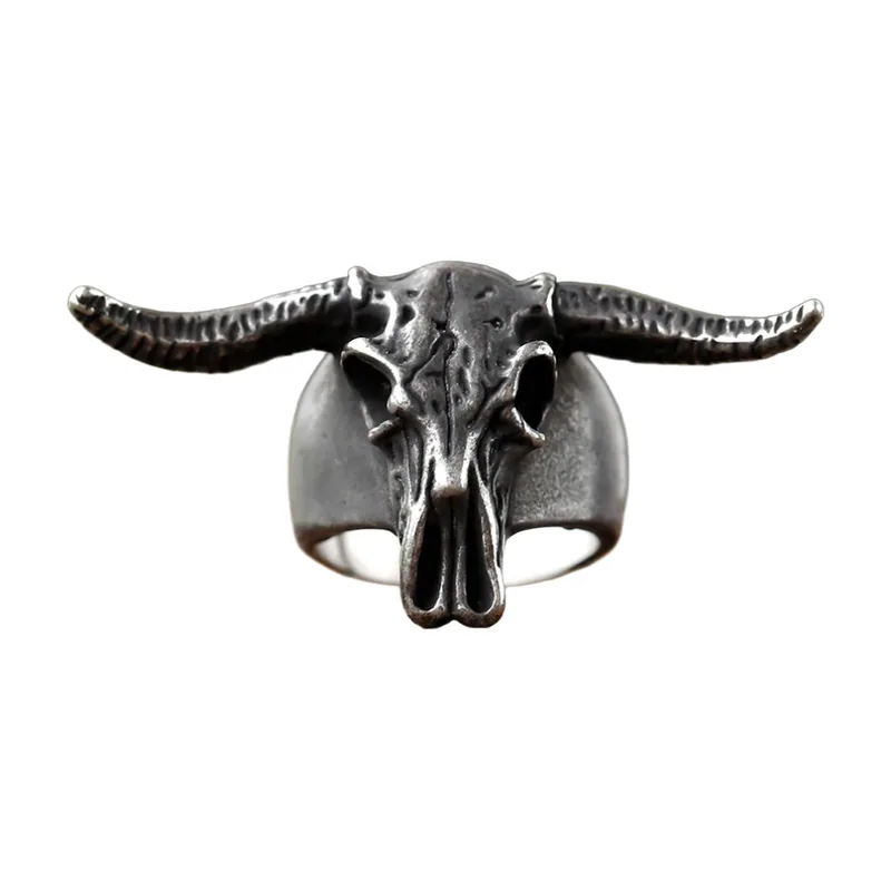 Ram Skull Gothic Statement Ring, 316L Stainless Steel