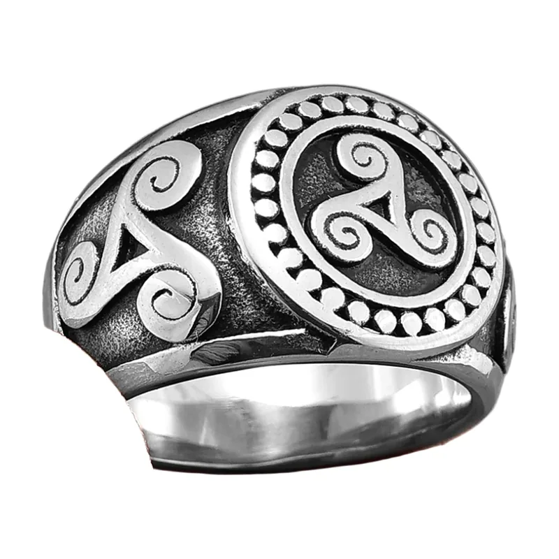 Bague Chevalière Triskèle Celte, Acier Inoxydable