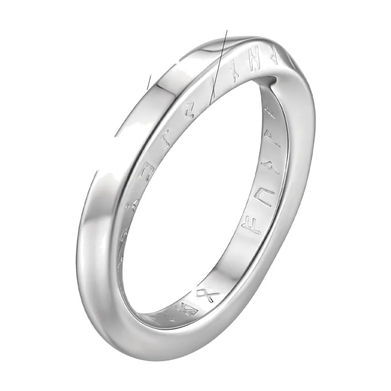 Mobius Twist-Ring mit Wikinger-Runen aus Edelstahl