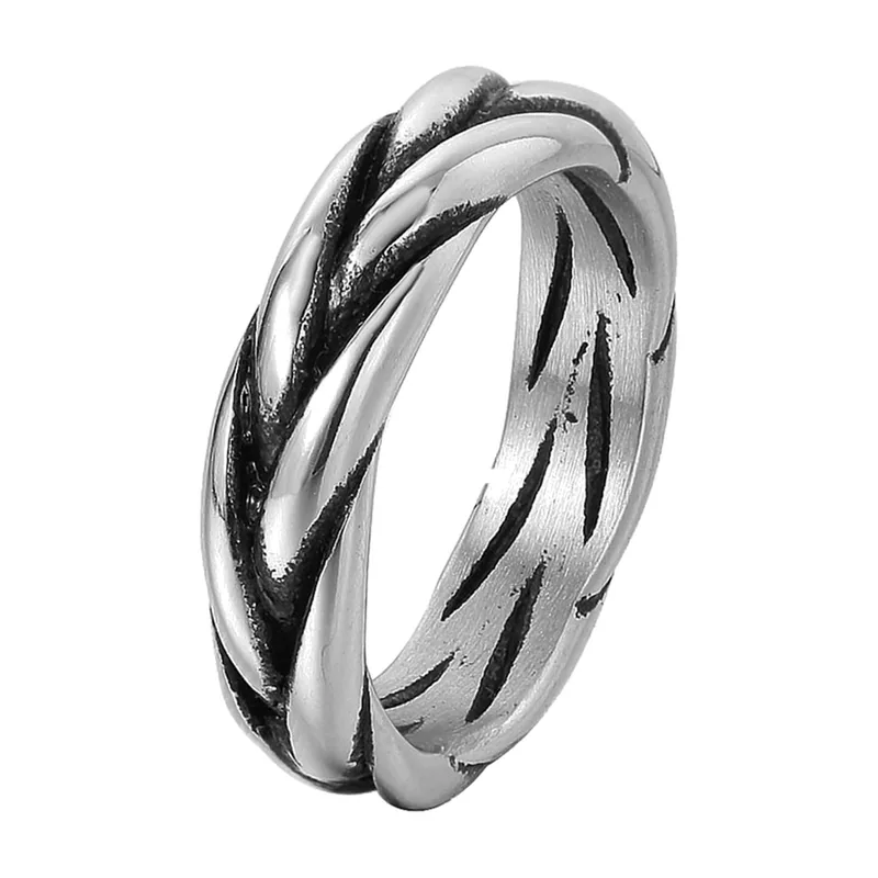 Anillo de Nudo Celta Trenzado, Acero Inoxidable