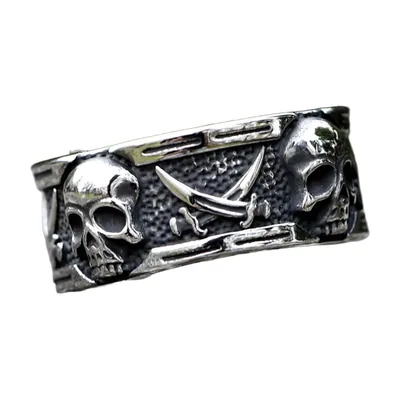 Totenkopf und gekreuzte Schwerter Ring, Edelstahl Gothic Band