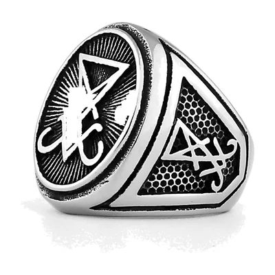 Lucifer Siegelring mit Okkult-Symbol, Edelstahl