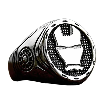 Gotischer Siegelring mit Masken-Motiv, Edelstahl 316L