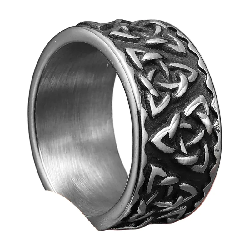 Anillo de Nudo Celta con Motivo Valknut, Acero Inoxidable