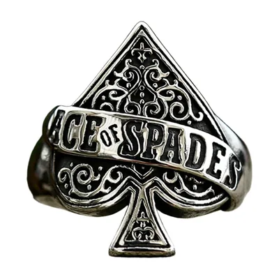Anillo Sello de As de Espadas, Acero Inoxidable