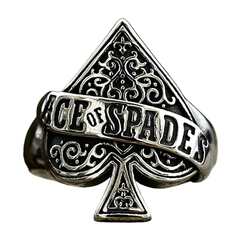 Bague Chevalière As de Pique, Acier Inoxydable
