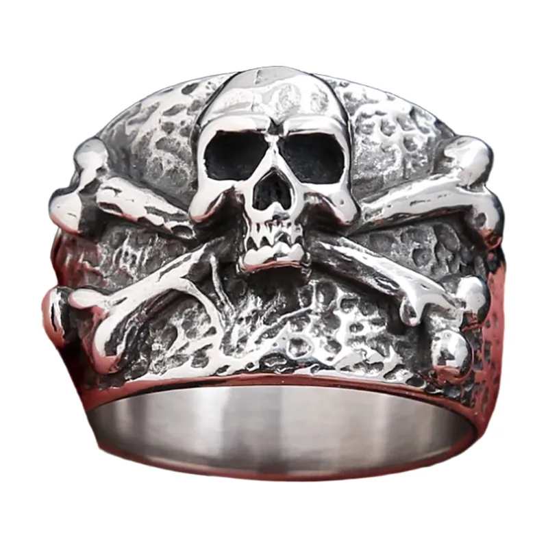 Skull and Crossbones Ring, 316L Stainless Steel