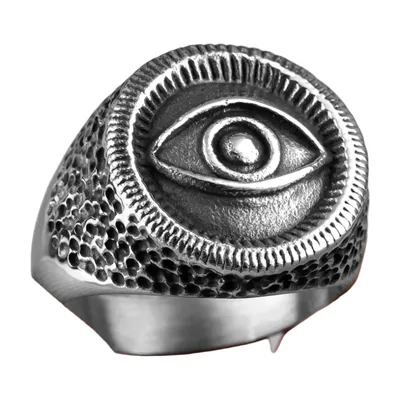 Anillo Sello Ojo de Horus en acero inoxidable 316L