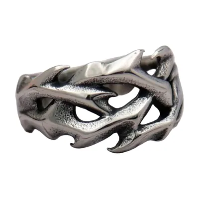 Anillo Biker de Corona de Flores, Acero Inoxidable