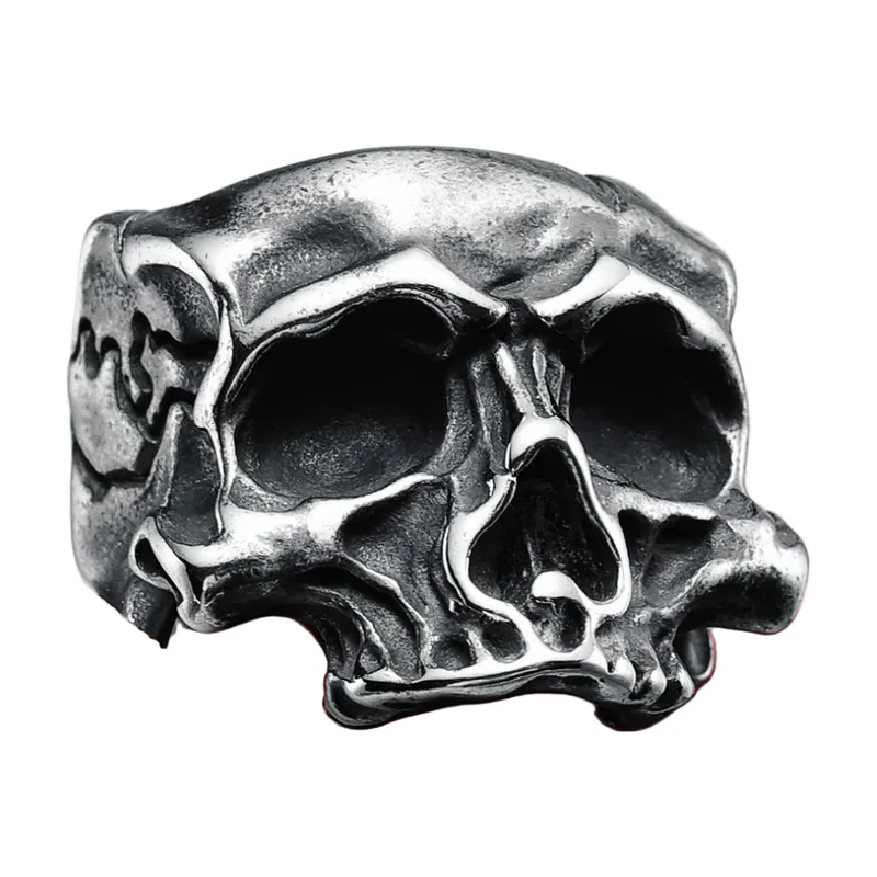 Herren Skull Statement-Ring mit Antik-Finish, Edelstahl
