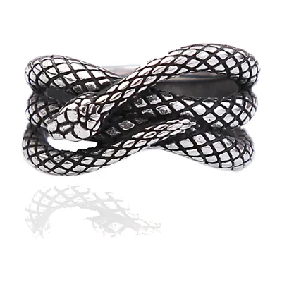 Anillo de Serpente con Escamas Texturizadas, Acero Inoxidable