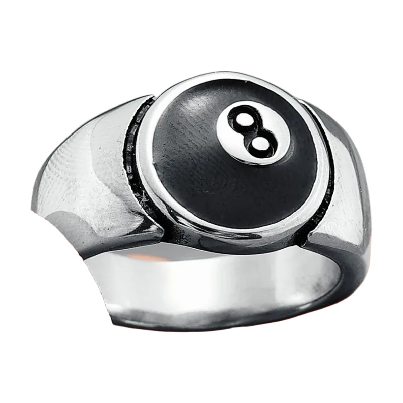 Chevalière Billard 8, Acier Inoxydable 316L
