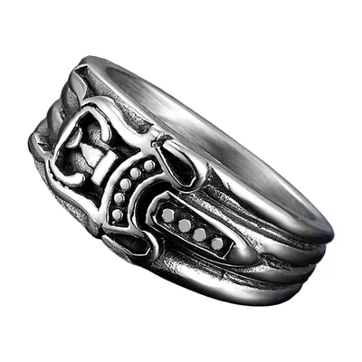Anillo de Banda con Motivo de Inyector, Acero Inoxidable