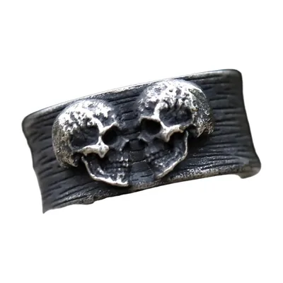 Anillo Gótico de Doble Calavera en Acero Inoxidable 316L