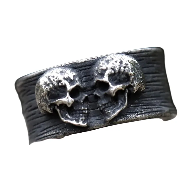 Double Skull Gothic Ring, 316L Stainless Steel