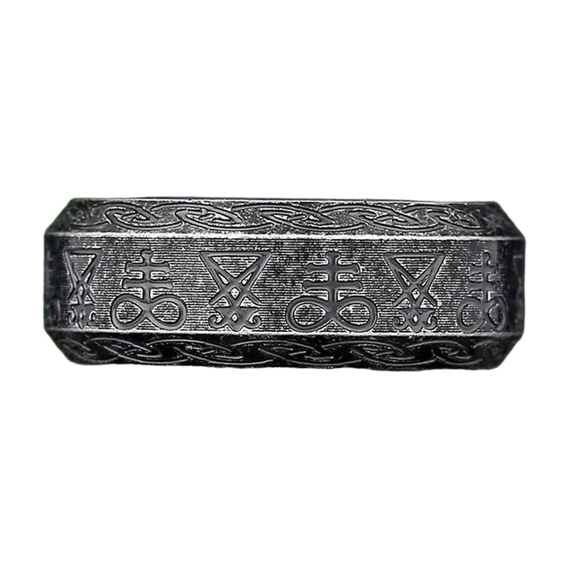 Lucifer Seal Occult Symbol Ring, Stainless Steel