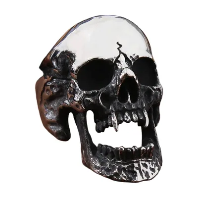 Bague Statement Tête de Mort Vampire, Acier Inoxydable