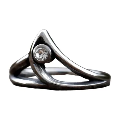 Bague Géométrique avec Zirconia, Acier Inoxydable
