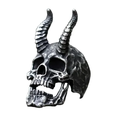 Anillo Statement de Calavera con Cuernos, Motivo Demonio Gótico, Acero Inoxidable