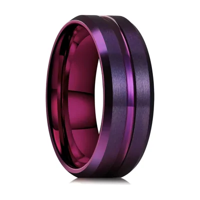 Anillo morado de bordes biselados, Acero Inoxidable