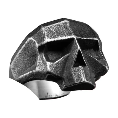 Bague Tête de Mort Géométrique en Acier Inoxydable 316L