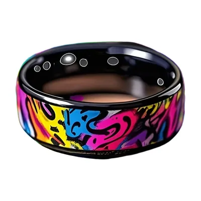 Bague avec Incrustation en Nacre d'Abalone, Acier Inoxydable Noir