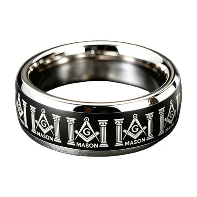 Bague Maçonnique Équerre et Compas, Acier Inoxydable