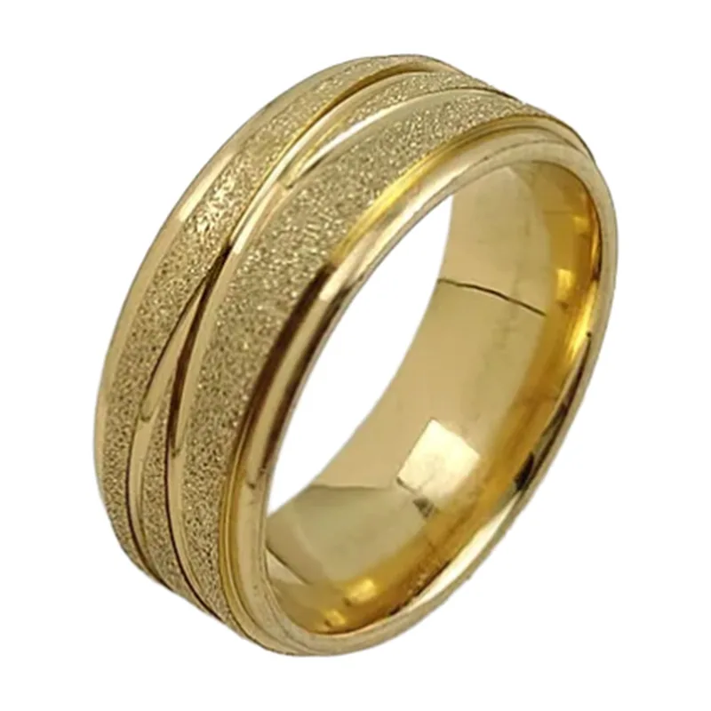 Goldfarbener Herrenring mit matter Textur, Edelstahl