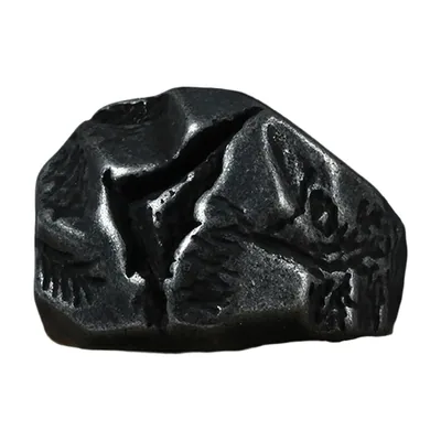 Anillo Sello Efecto Piedra Agrietada, Acero Inoxidable