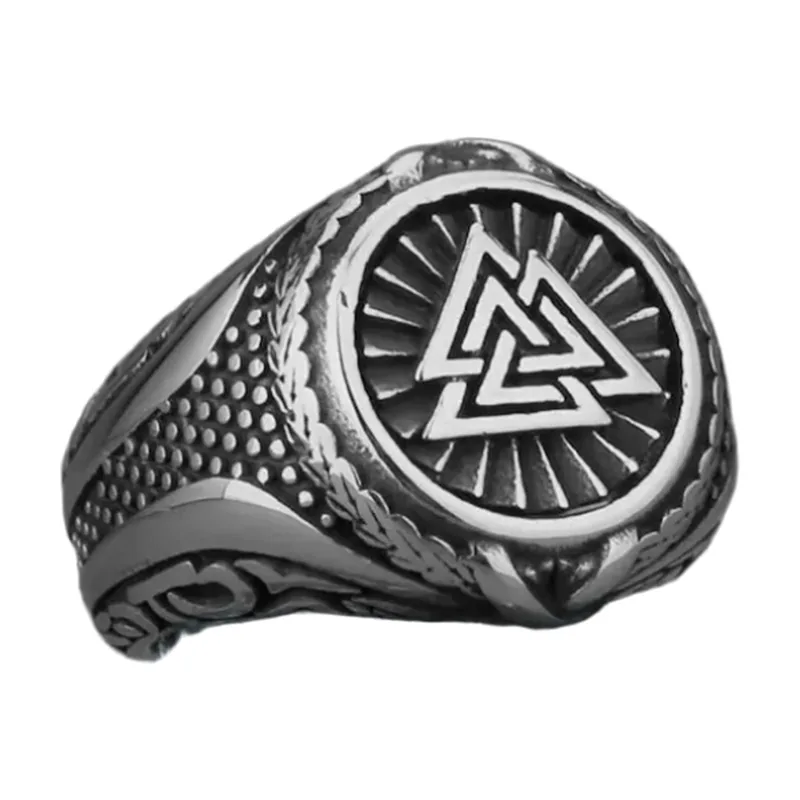 Herren Siegelring mit Valknut-Symbol, Edelstahl