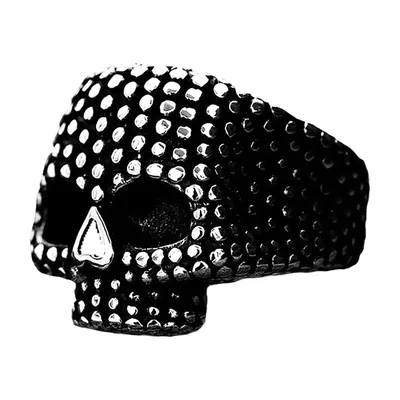 Anillo Statement de Calavera con Acabado Texturizado, Acero Inoxidable
